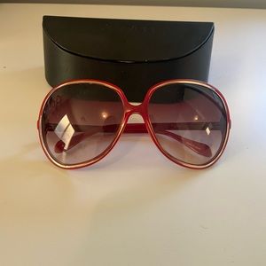 Oliver Peoples Red & Gold Sunglasses